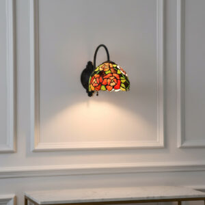 Applique Tiffany a Braccio con Rose Rosse, diametro 20cm