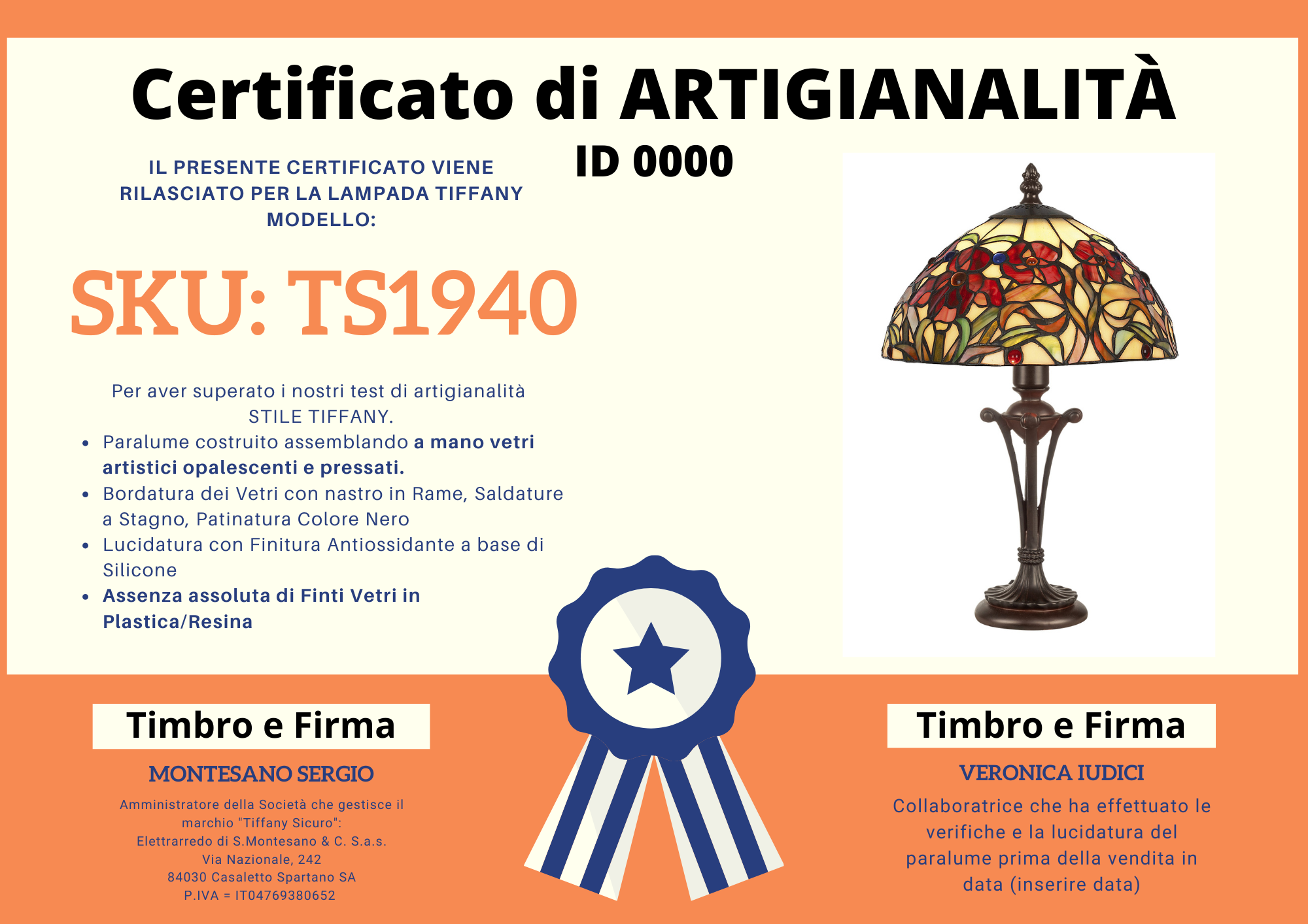 Abat Jour Liberty Tiffany con Fiori Rossi, 25cm 4 Abat Jour Liberty Tiffany con Fiori Rossi, certificato