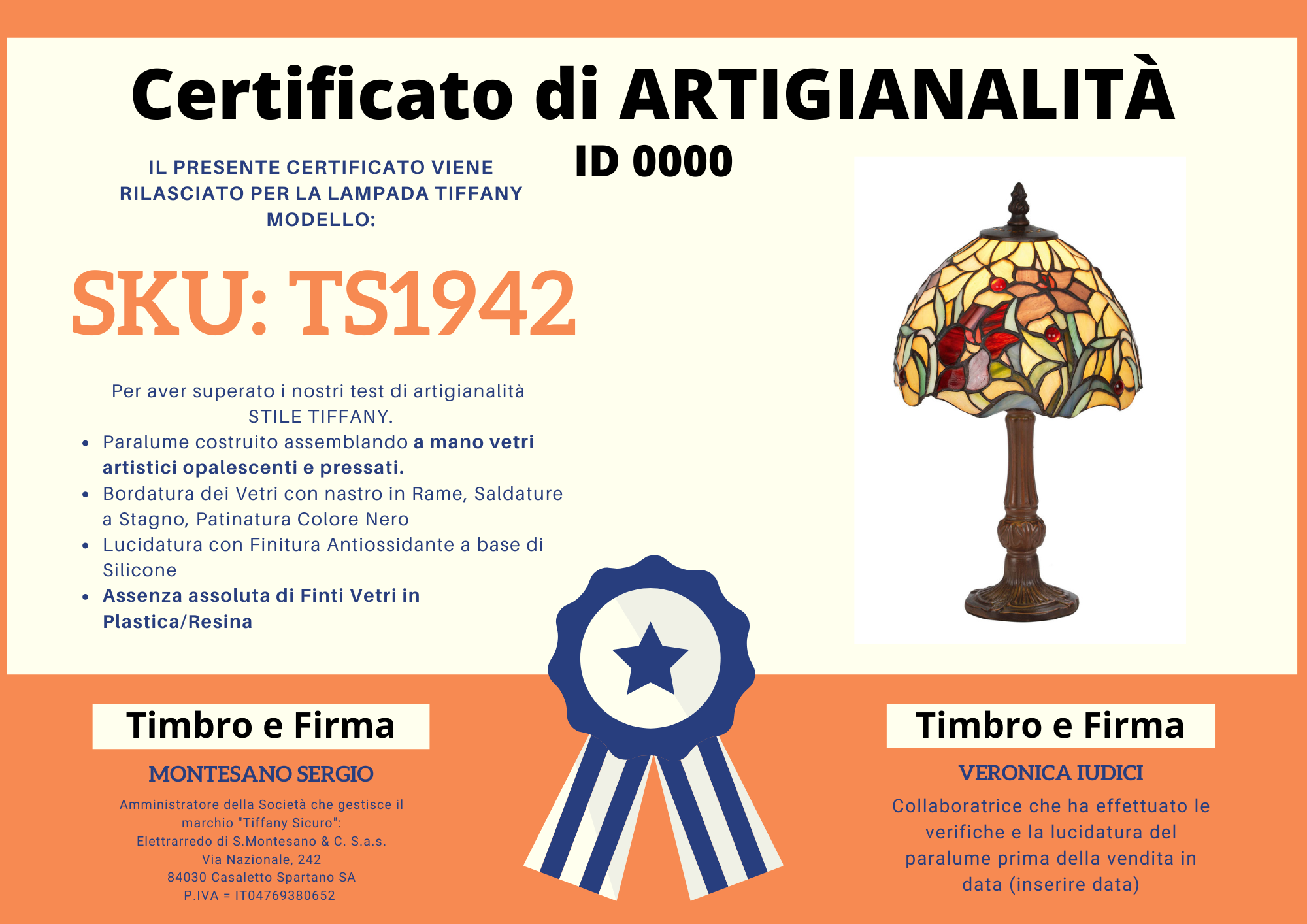 Abat Jour Fiori Rossi e Arancioni Tiffany, 20cm 4 Abat Jour Fiori Rossi e Arancioni Tiffany, certificato