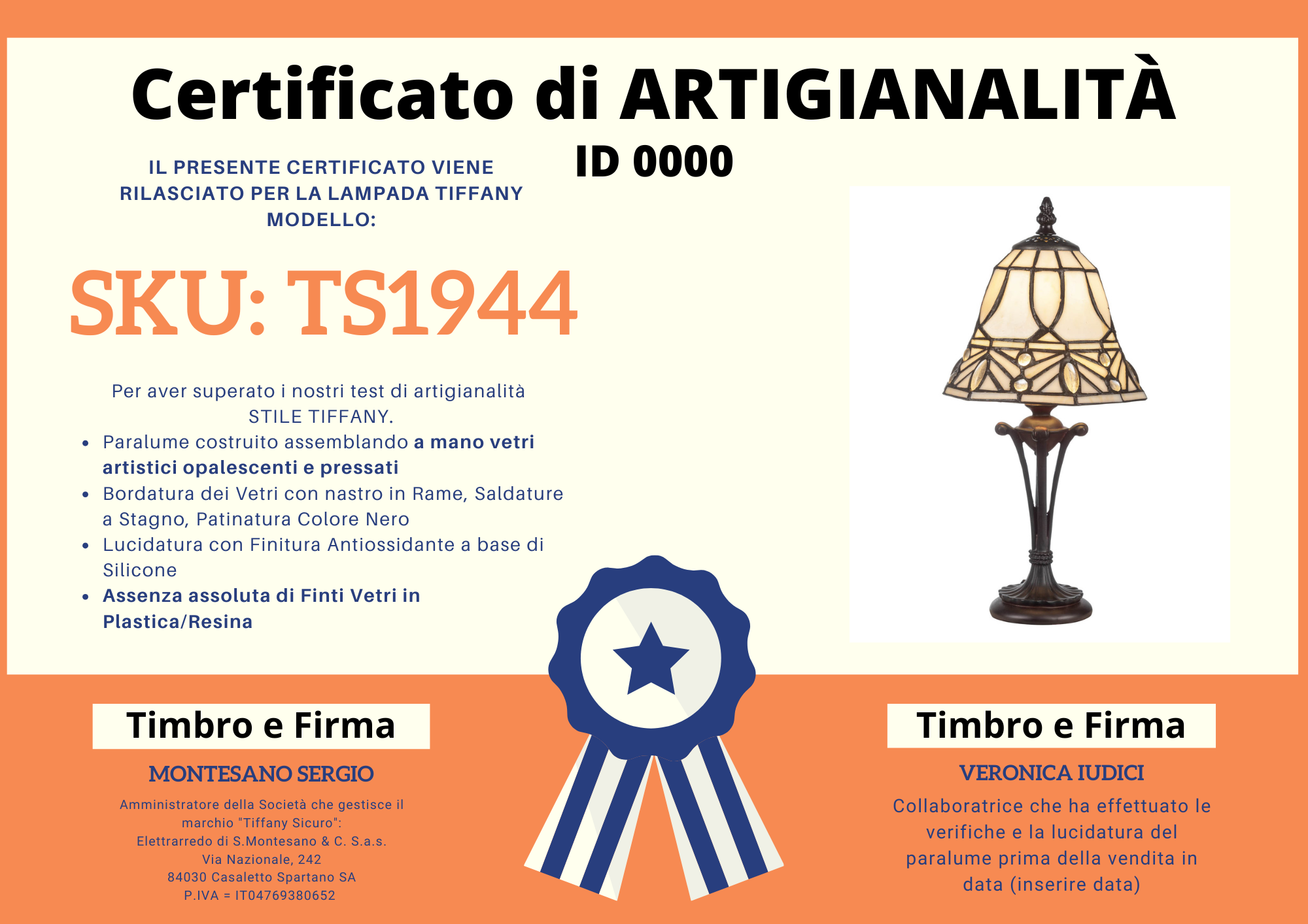 Abat Jour Moderna Tiffany, 18cm 4 Abat Jour Moderna Tiffany, certificato