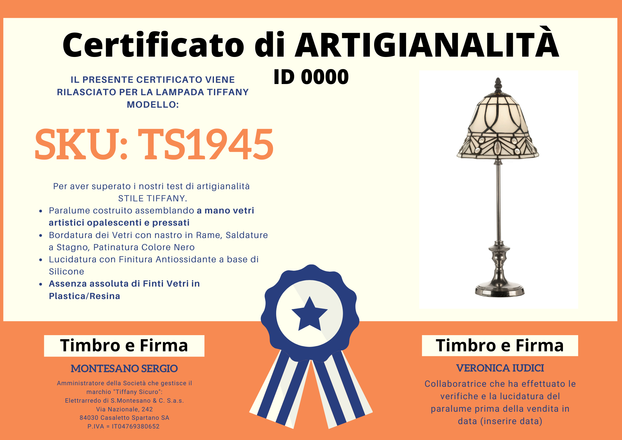 Abat Jour Cromata Moderna Tiffany, 18cm 4 Abat Jour Cromata Moderna Tiffany, certificato