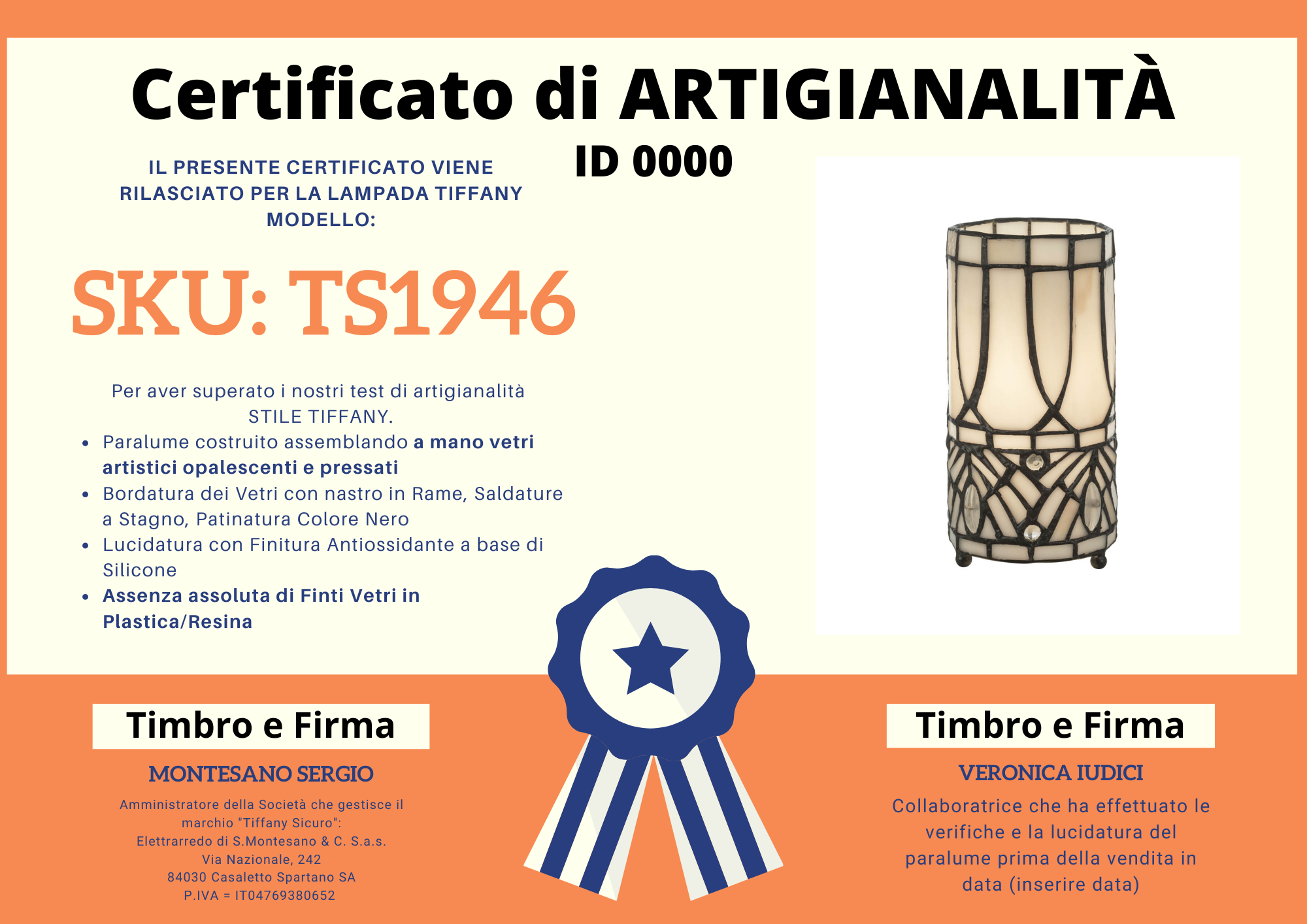 Abat Jour Moderna Tiffany Decorativa, 10cm 3 Abat Jour Moderna Tiffany Decorativa, certificato