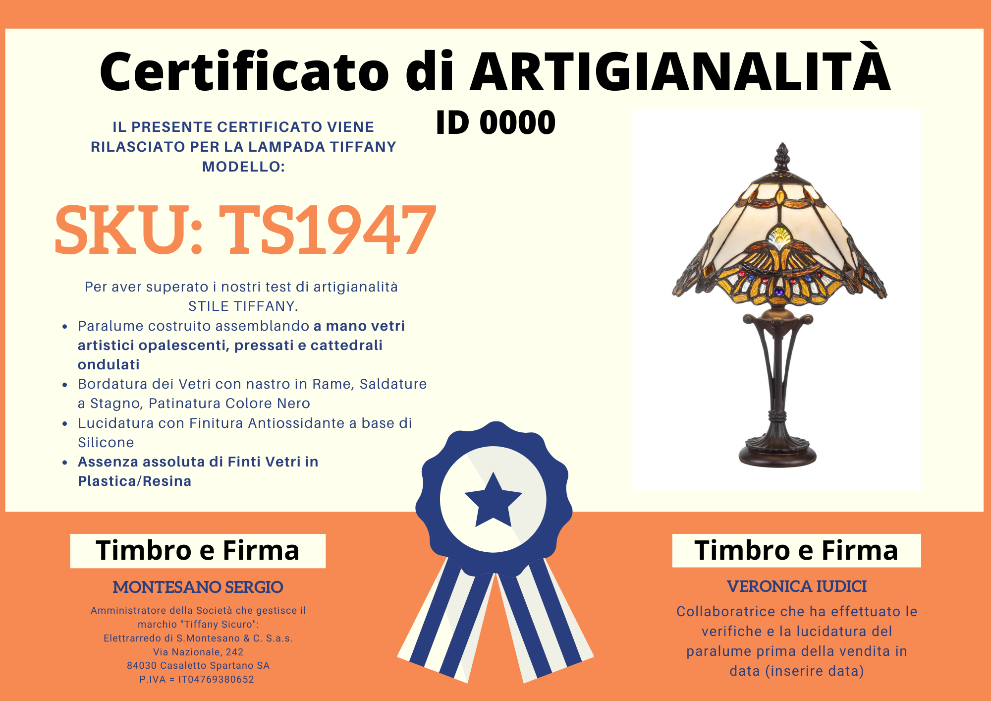 Abat Jour Stile Liberty Tiffany, 25cm 4 Abat Jour Stile Liberty Tiffany, certificato