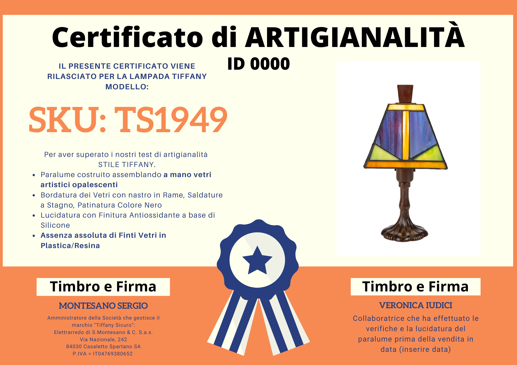 Abat Jour Piccola Moderna Tiffany, 13cm 5 Abat Jour Piccola Moderna Tiffany, certificato