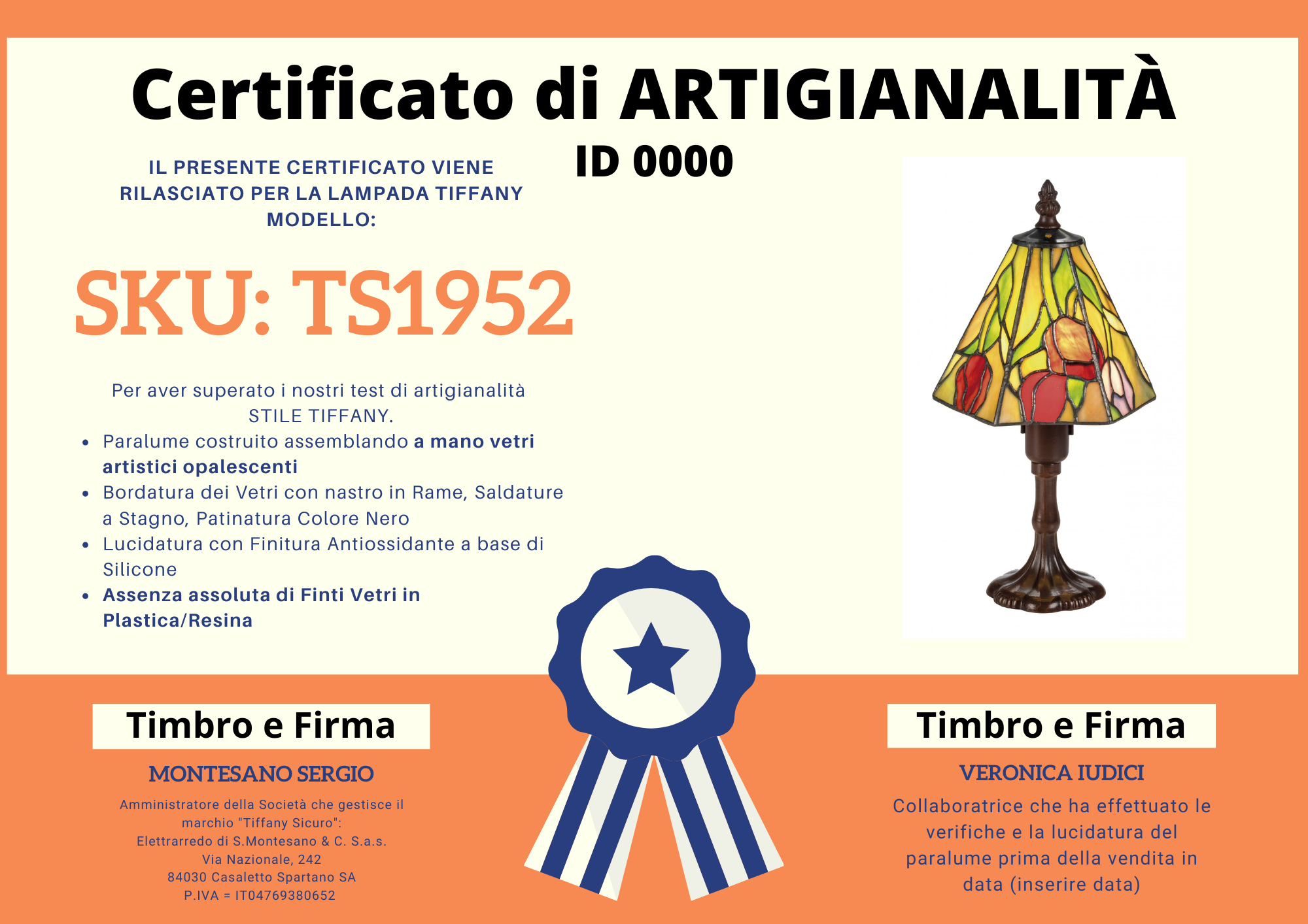 Abat Jour Tulipani Moderna Tiffany, 15cm 4 Abat Jour Tulipani Moderna Tiffany, certificato