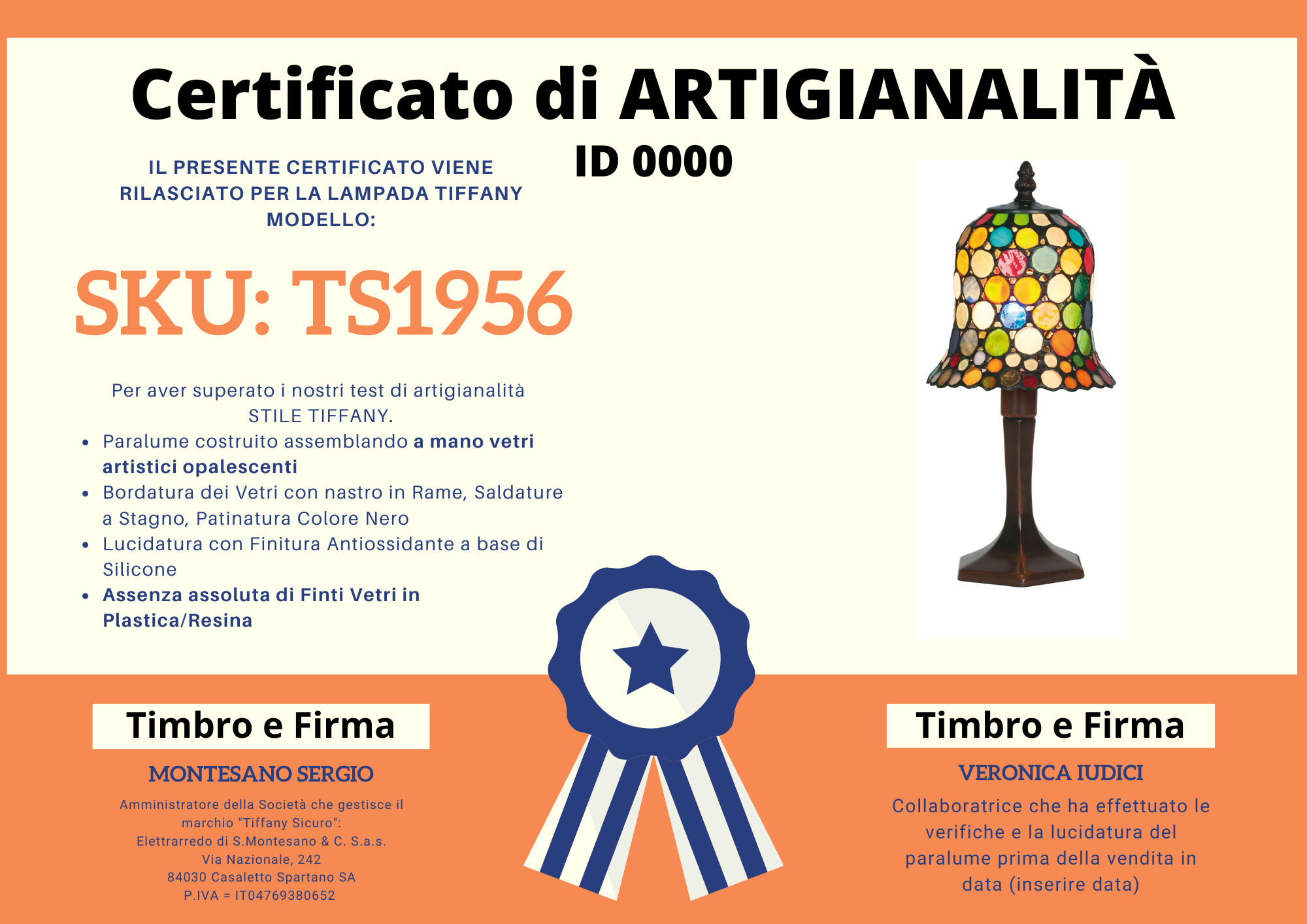 Abat Jour Moderna Stile Tiffany, 16cm 4 Abat Jour Moderna Stile Tiffany, certificato