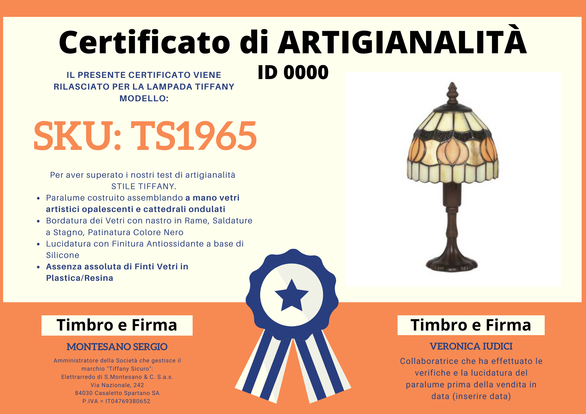 Abat Jour Comodino Classica, certificato