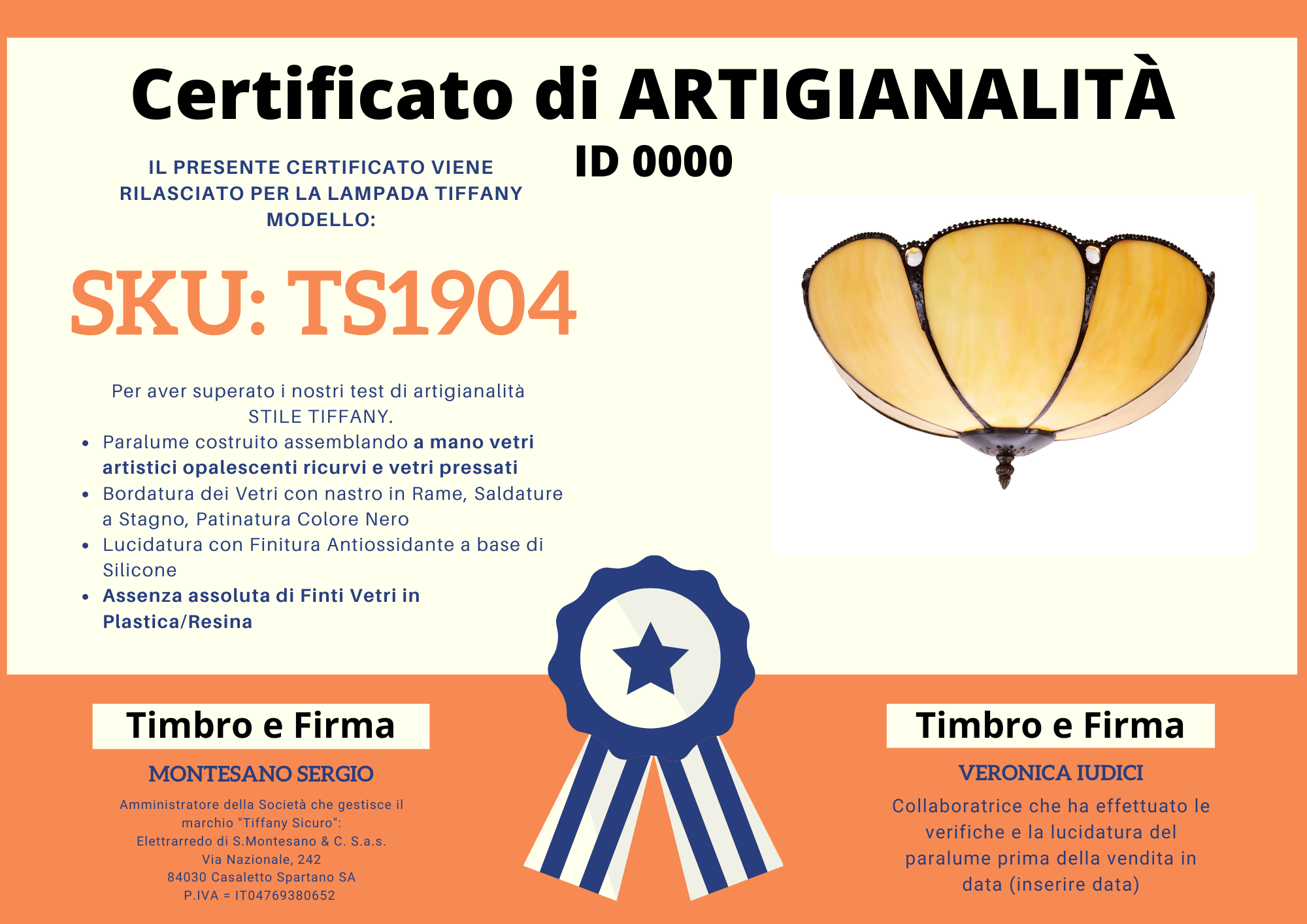 Plafoniera Stile Vintage Tiffany, 45cm 4 Plafoniera Stile Vintage Tiffany, certificato