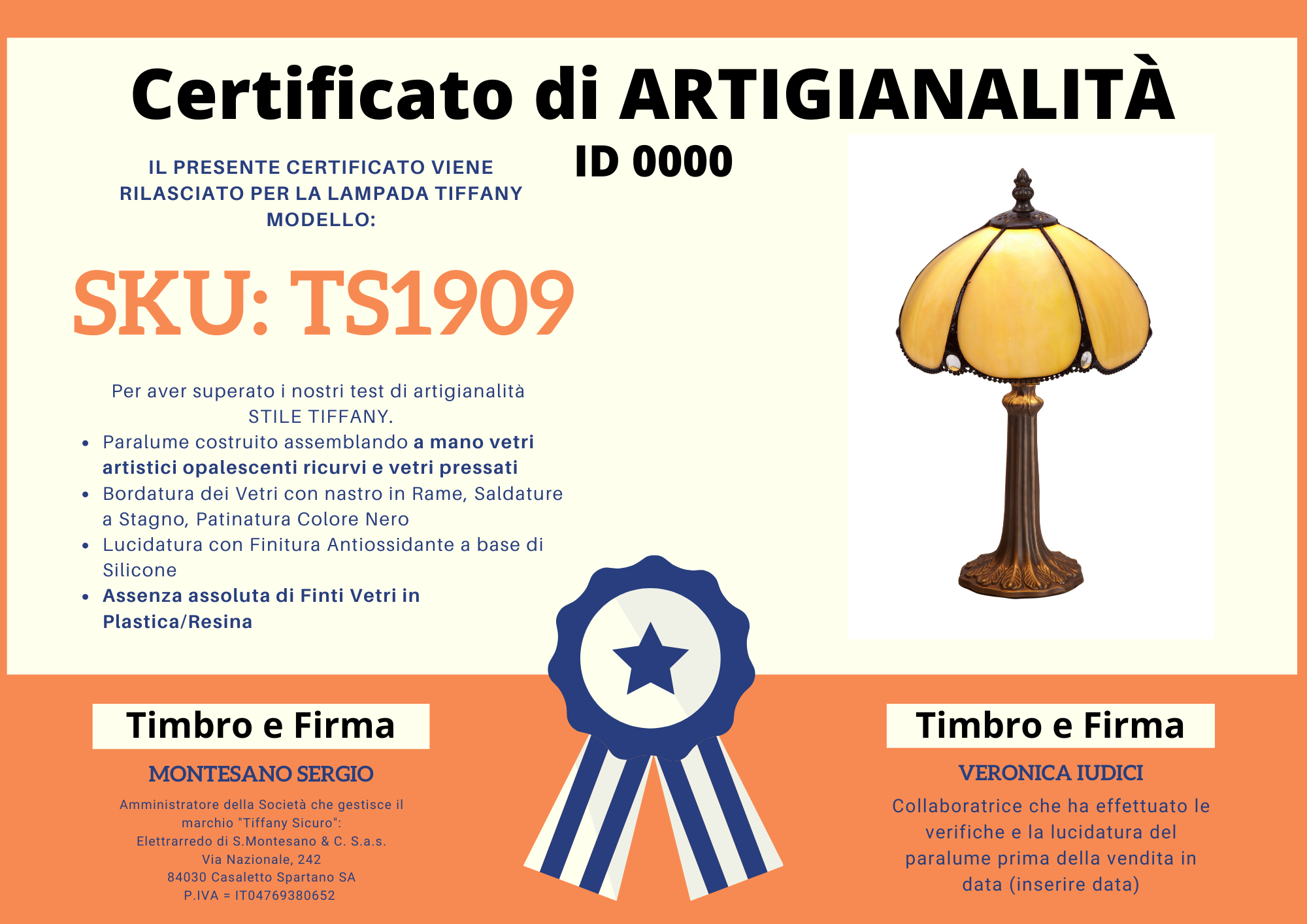 Abat Jour Tiffany Vintage, certificato
