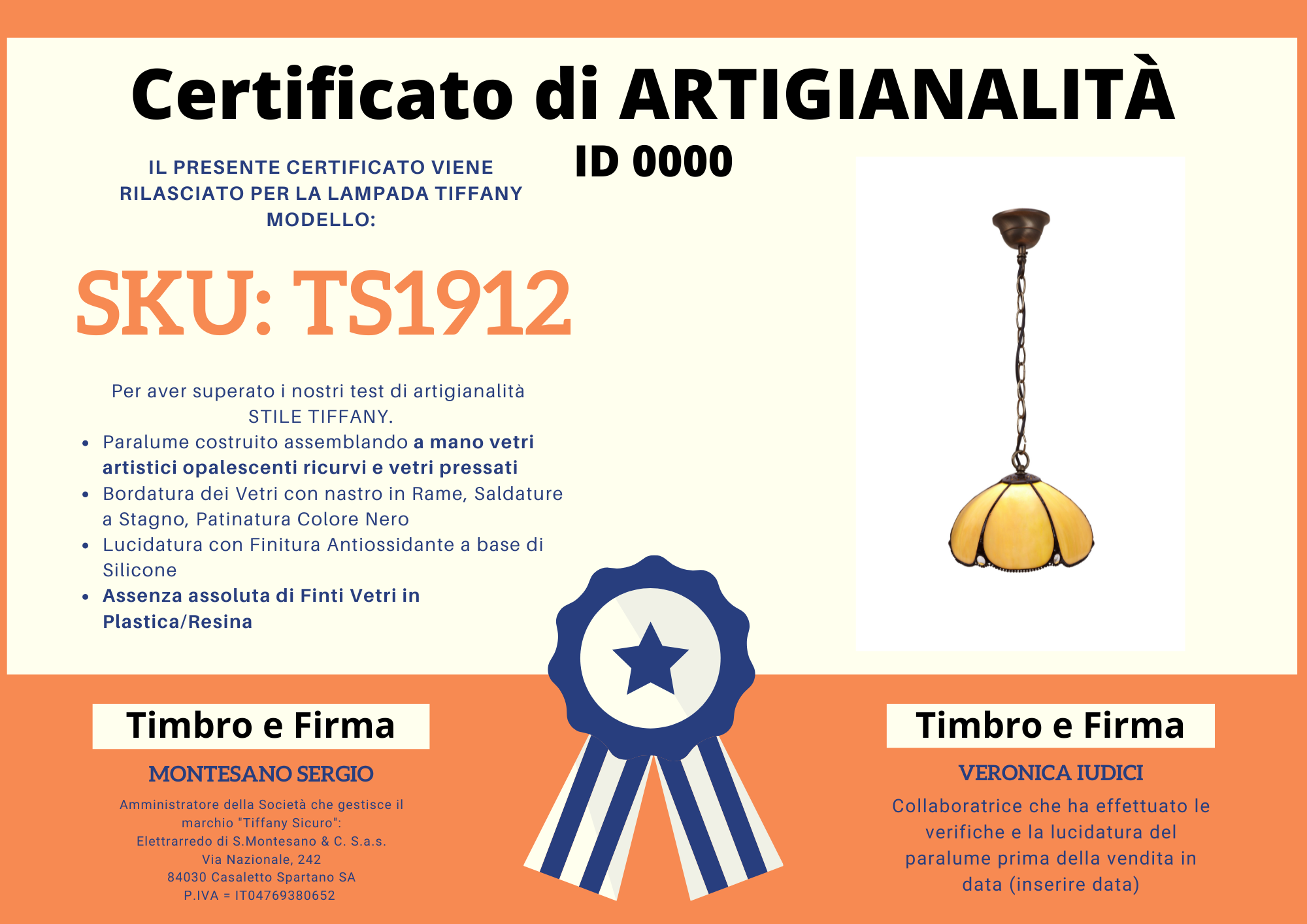 Lampadario Tiffany Piccolo Vintage, 20cm 4 Lampadario Tiffany Piccolo Vintage, certificato