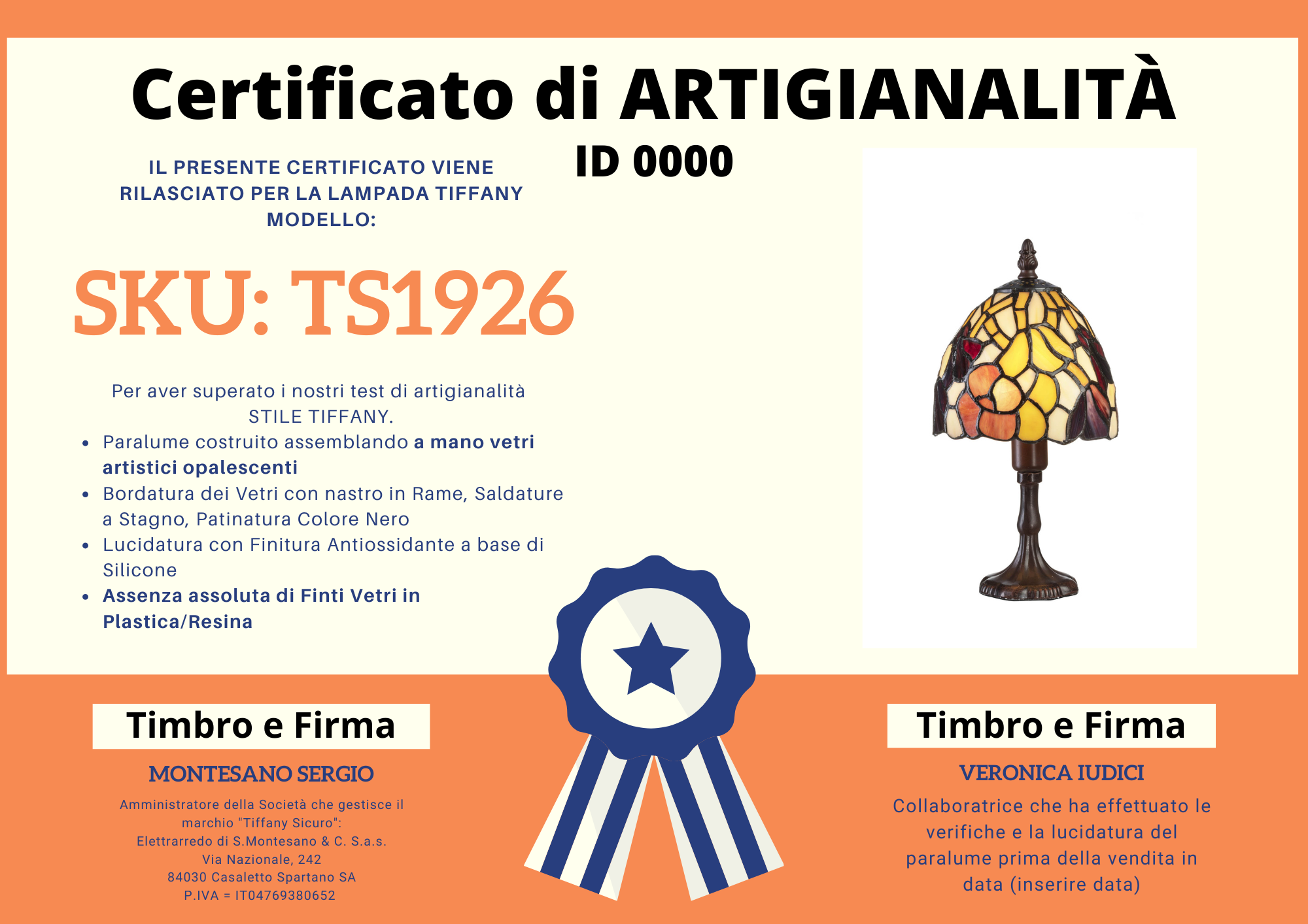 Abat Jour con Fiori Tiffany, certificato