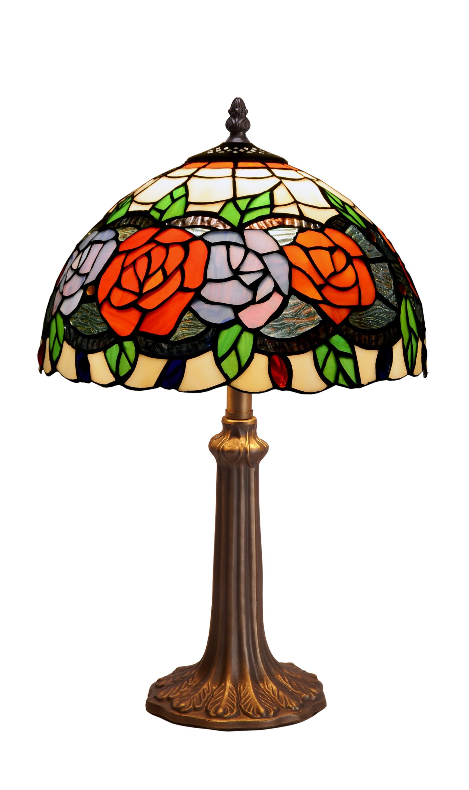 Lampada da Tavolo con Rose Tiffany Media, 30cm 3 Lampada da Tavolo con Rose Tiffany Media