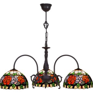 Lampadario a Bracci Tiffany con Rose