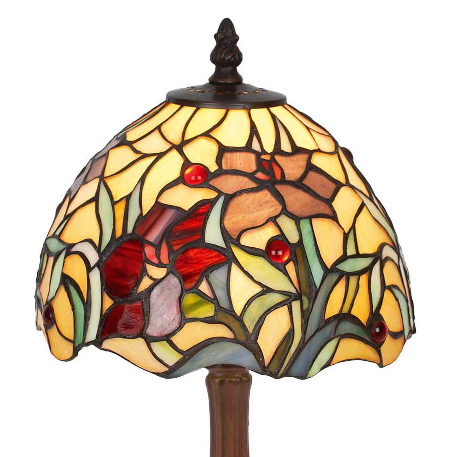 Abat Jour Fiori Rossi e Arancioni Tiffany, 20cm 3 Abat Jour Fiori Rossi e Arancioni Tiffany, paralume