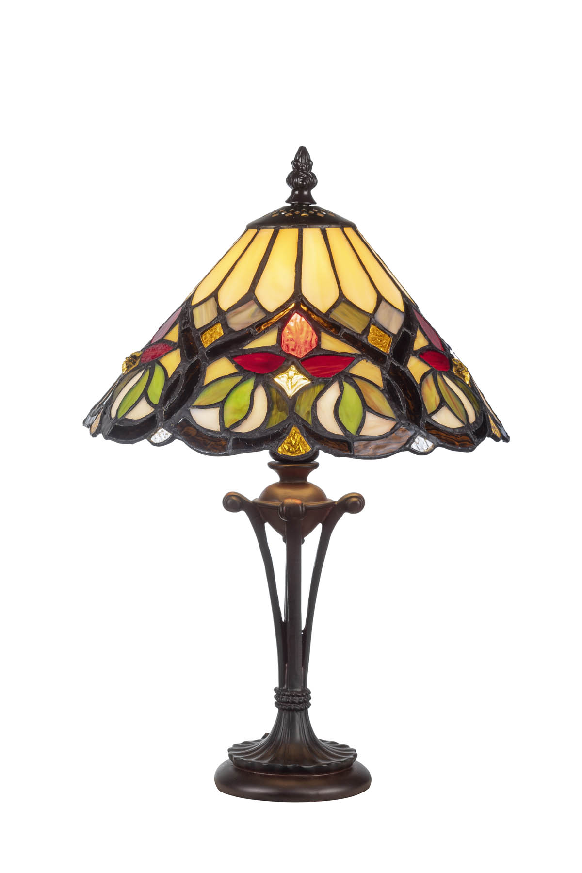 Abat Jour Liberty in Stile Tiffany con Fiori, 25cm 1 Abat Jour Liberty in Stile Tiffany con Fiori