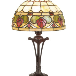 Abat Jour Art Deco Tiffany con Fiori Rossi