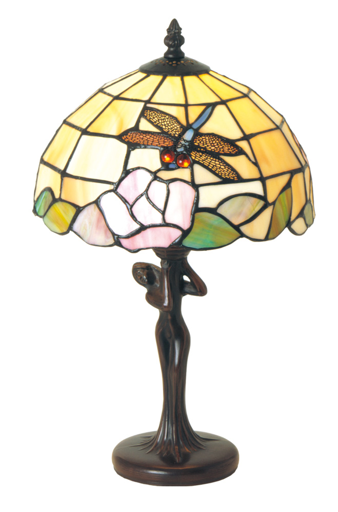 Abat Jour Libellule e Fiori Tiffany, 25cm 1 Abat Jour Libellule e Fiori Tiffany