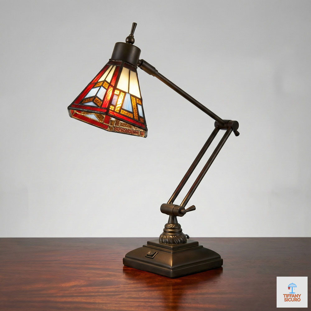Lampada da Scrivania Art Deco Tiffany, alta 53cm 2 Lampada da Scrivania Art Deco Tiffany