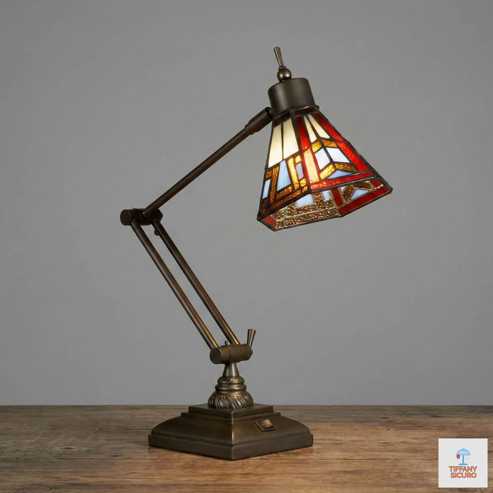 Lampada da Scrivania Art Deco Tiffany, alta 53cm 1 Lampada da Scrivania Art Deco Tiffany