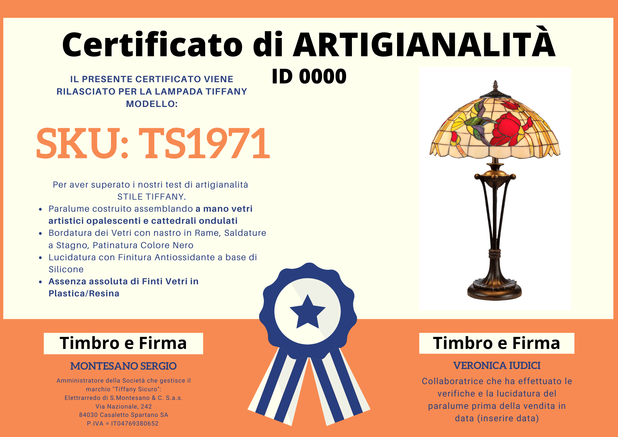 Lampada Fiore e Uccello Tiffany, 40cm 5 0000 di Certificato Lampada Tiffany 2025 11 04T170033.497