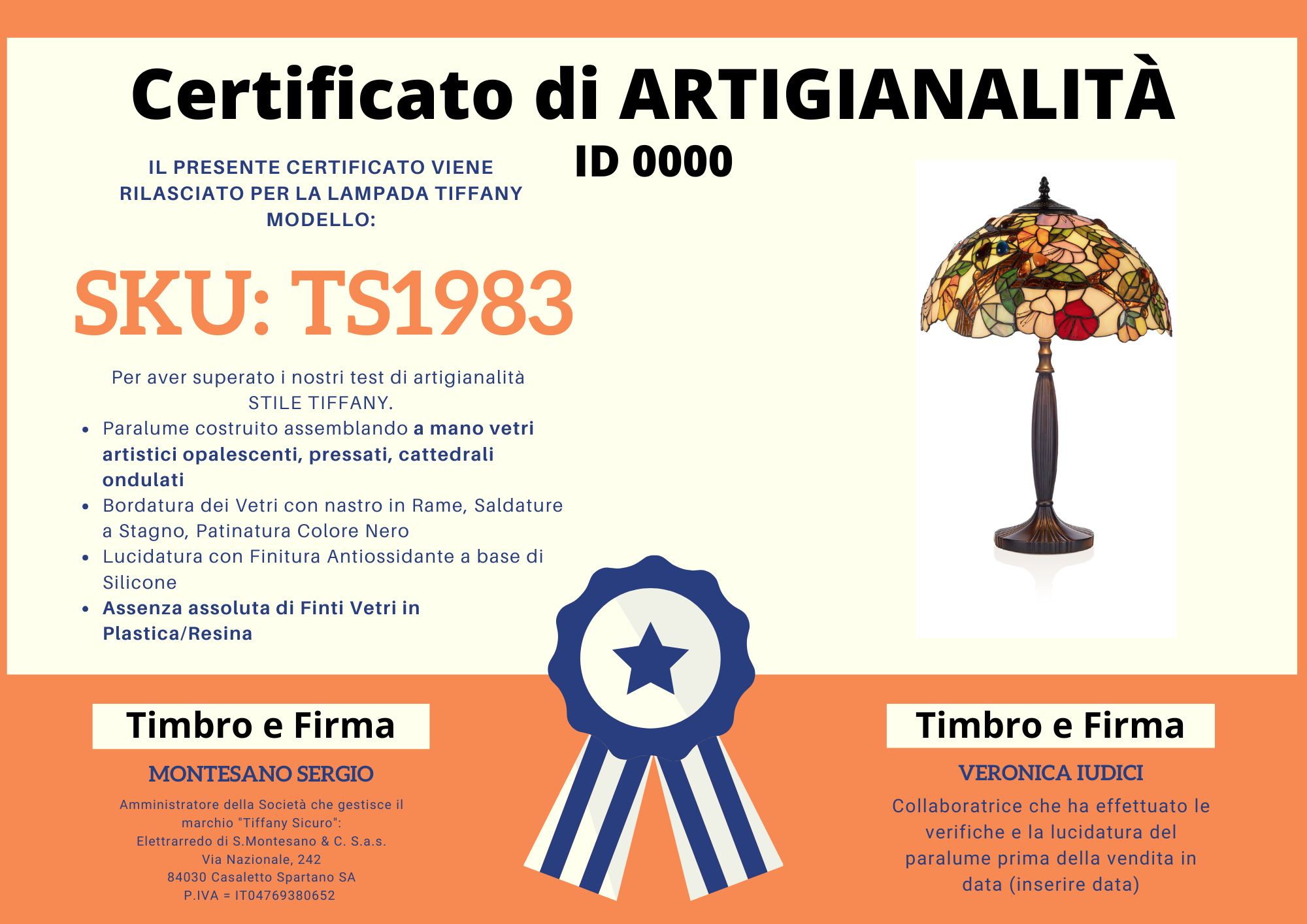 Lampada da Tavolo con Fiori Colorati Tiffany, certificato