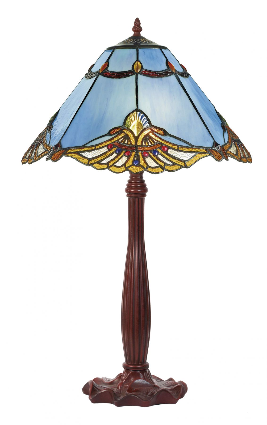 Lampada Stile Liberty Celeste da Tavolo Tiffany, 40cm 2 Lampada Stile Liberty Celeste da Tavolo Tiffany