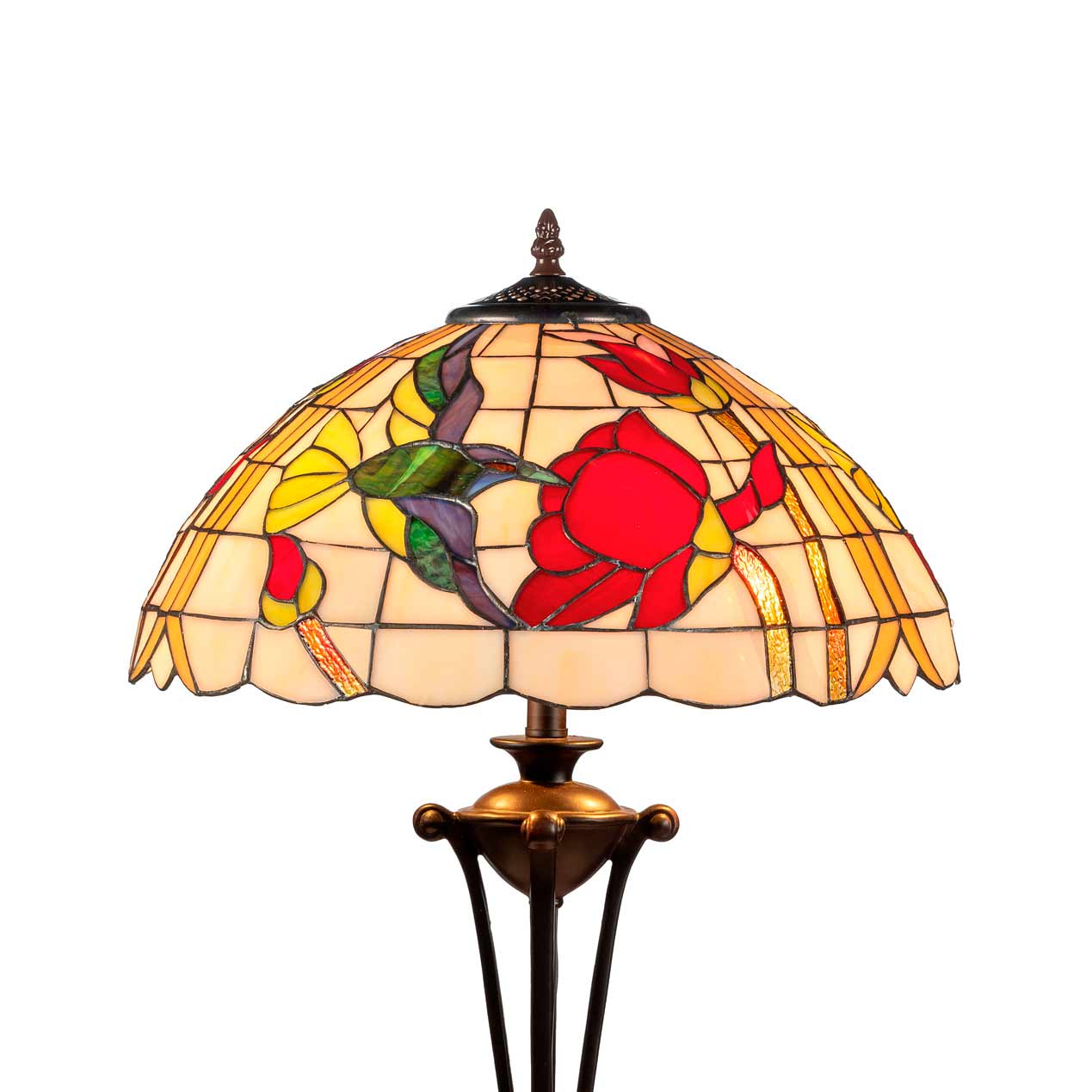 Lampada Fiore e Uccello Tiffany, 40cm 4 Lampada Fiore e Uccello Tiffany, paralume