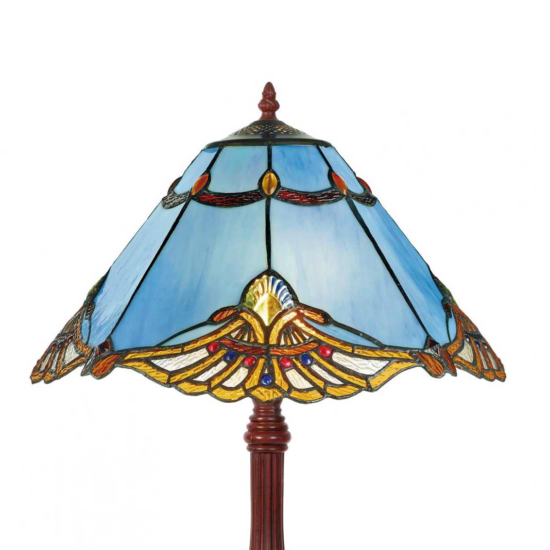 Lampada Stile Liberty Celeste da Tavolo Tiffany, 40cm 5 Lampada Stile Liberty Celeste da Tavolo Tiffany, paralume