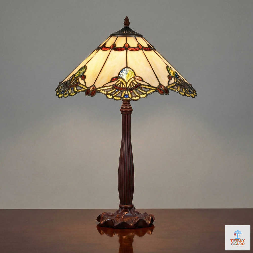 Lampada Stile Liberty da Tavolo Tiffany, 40cm 1 Lampada Stile Liberty da Tavolo Tiffany