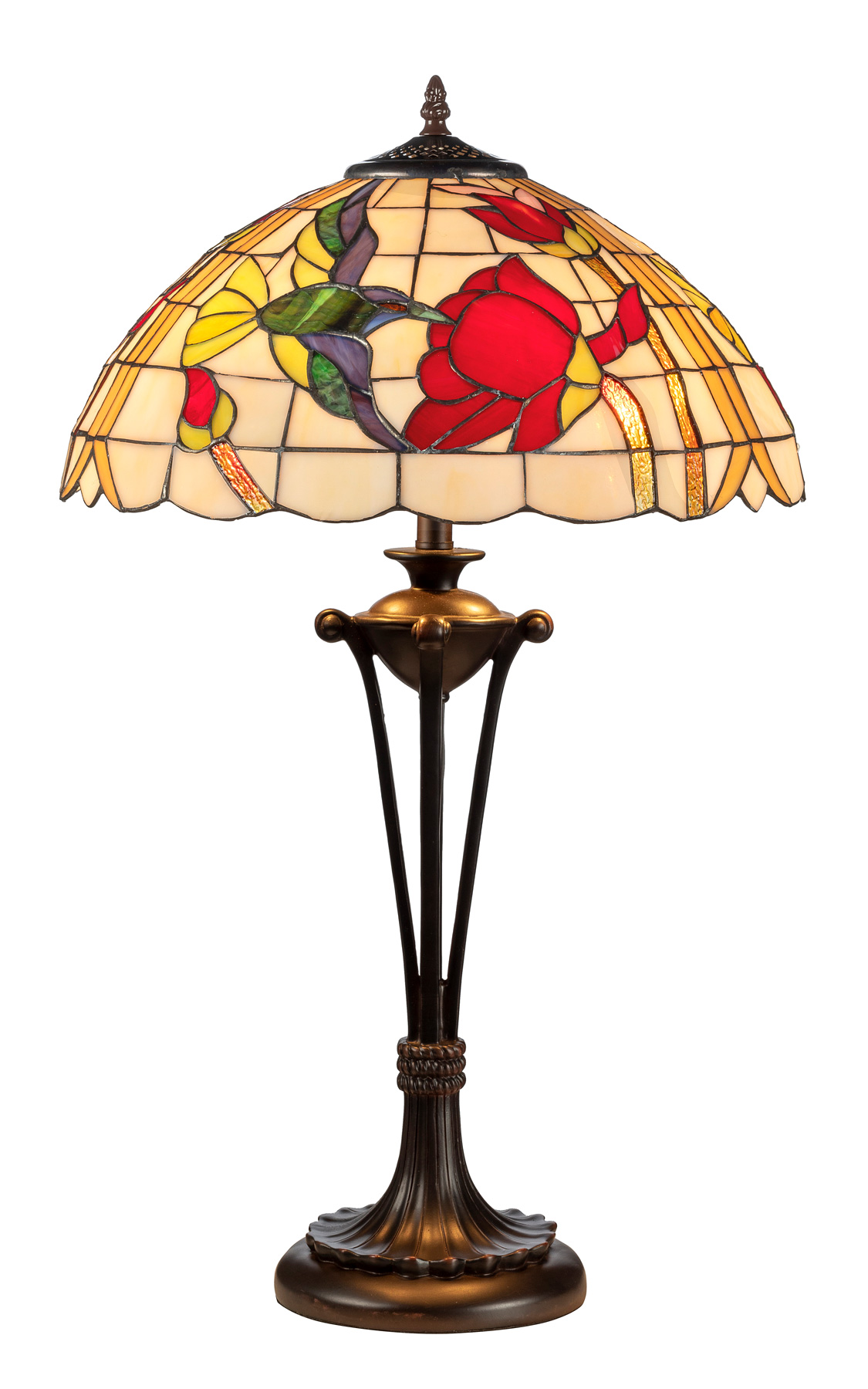 Lampada Fiore e Uccello Tiffany, 40cm 2 Lampada Fiore e Uccello Tiffany