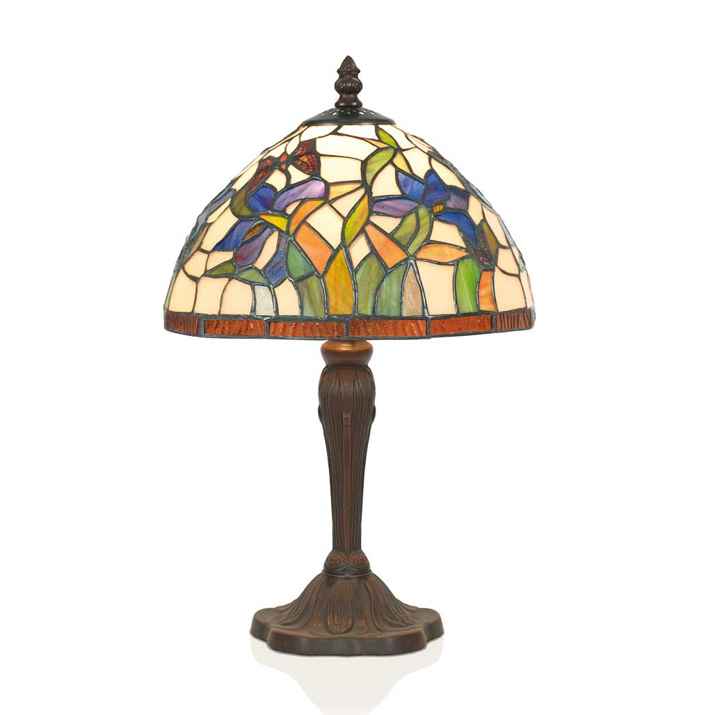 Abat Jour Fiori Blu e Viola Tiffany, 25cm 2 Abat Jour Fiori Blu e Viola Tiffany