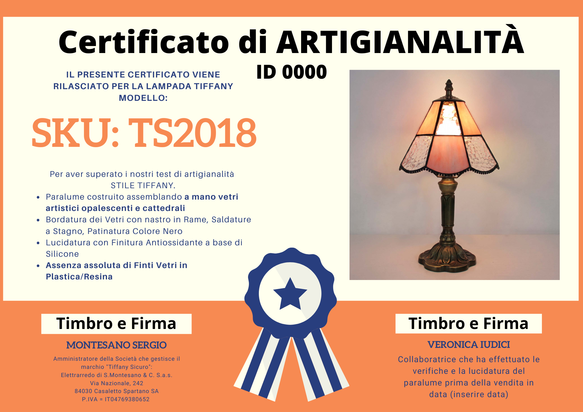 Abat Jour Tiffany Rosa e Trasparente, certificato