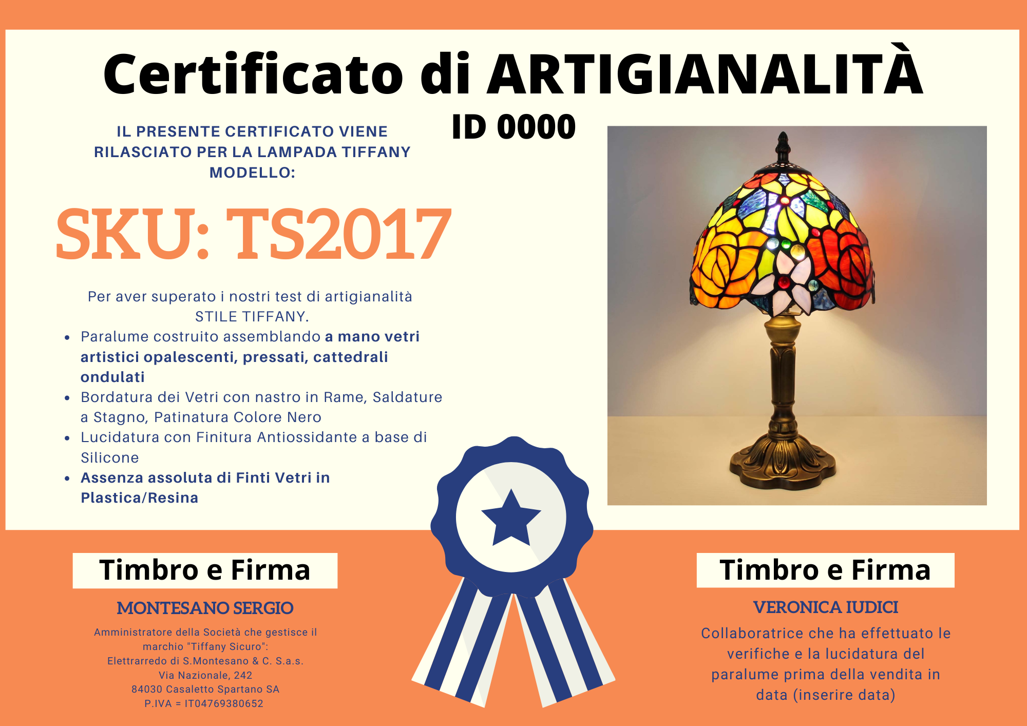 Abat Jour Tiffany con Fiori e Rose: certificato