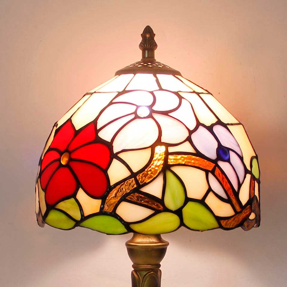 Abat Jour Tiffany con Fiori Colorati, paralume tiffany