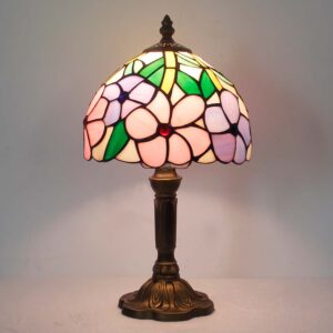 Abat Jour Tiffany con Fiori Rosa e Viola