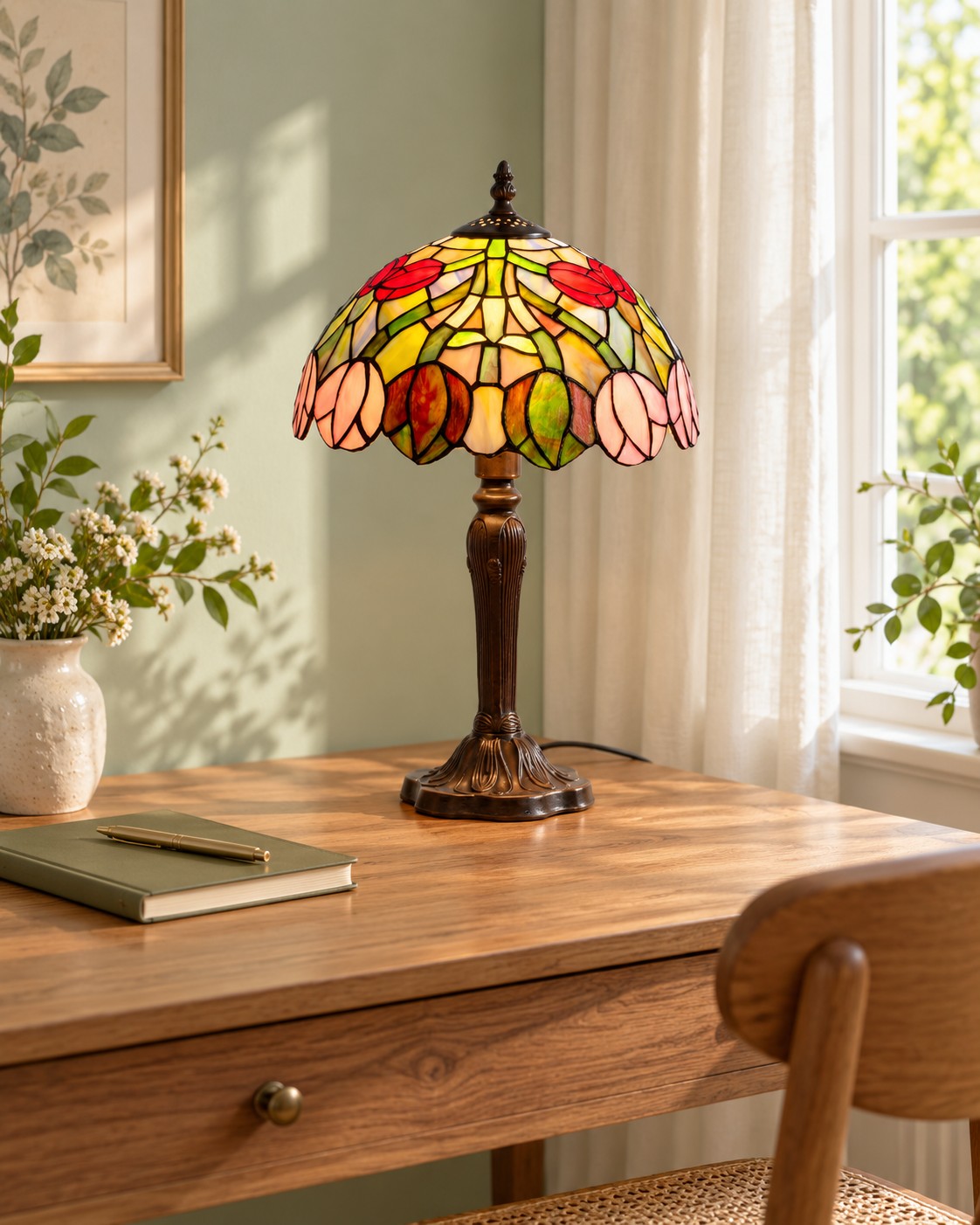 Abatjour Tulipani Tiffany, 25cm 4 Abatjour Tulipani Tiffany, 25cm in ambiente