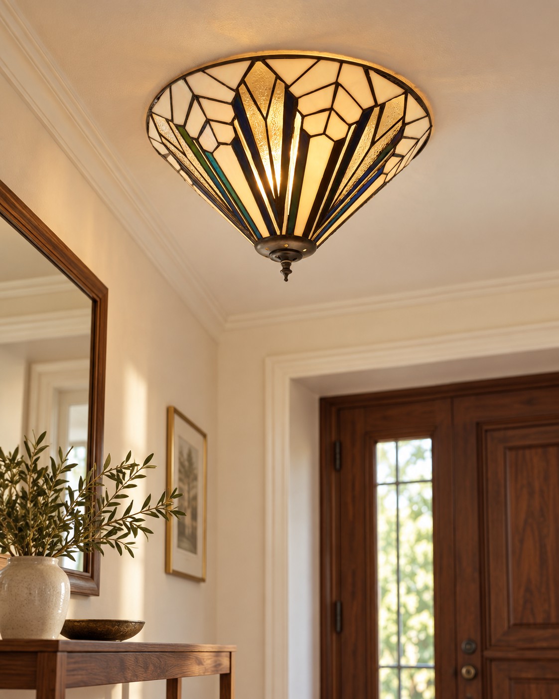 Plafoniera Stile Tiffany in Stile Art Deco, 40cm 7 Plafoniera Stile Tiffany in Stile Art Deco, 40cm in ambiente