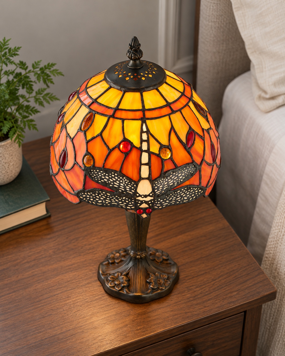 Abat Jour Tiffany Art Nouveau con Libellule, 20cm 13 Lampada Tiffany Art Nouveau TS1072 vista dall’alto